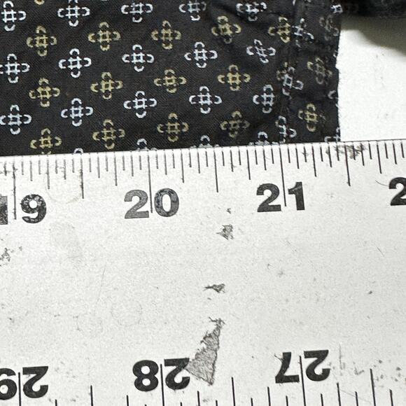 Denim Culture Shirt Mens XL Blue Black Tan Short Sleeve Button Up MISSING BUTTON - Picture 6 of 8